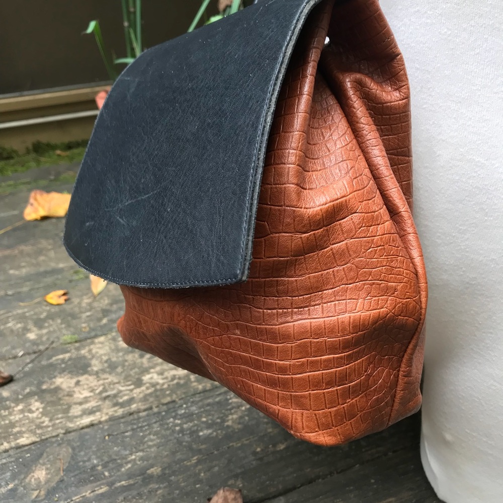 Soft leather brown and black cross-body purse